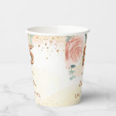 Gobelets En Papier Floraux d'or rose Quinceanera parties scintillant (Gauche)