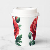 Gobelets En Papier Flore de pavot rouge (Droite)