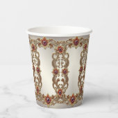 Gobelets En Papier Flore d'or avec tasses de papier en pierre rouge (Verso)