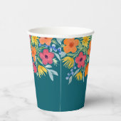 Gobelets En Papier Flores d'aquarelle sur Turquoise (Droite)
