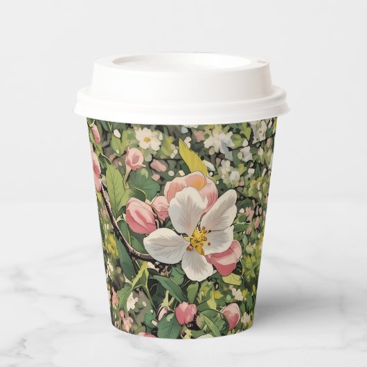Gobelets En Papier Flores printanières - Coupe du papier (Recto)