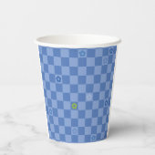 Gobelets En Papier Flower Checkered Pattern No. 01 - Light Blue (Verso)