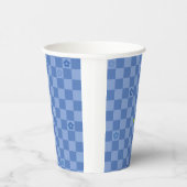 Gobelets En Papier Flower Checkered Pattern No. 01 - Light Blue (Droite)