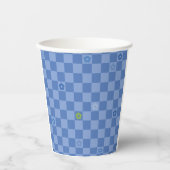 Gobelets En Papier Flower Checkered Pattern No. 01 - Light Blue (Recto)