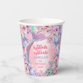 Gobelets En Papier Flower Glitter Mermaid Tail 6th Birthday (Recto)