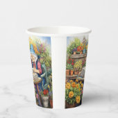 Gobelets En Papier Flower pot jardin Lady livre de lecture au milieu  (Gauche)