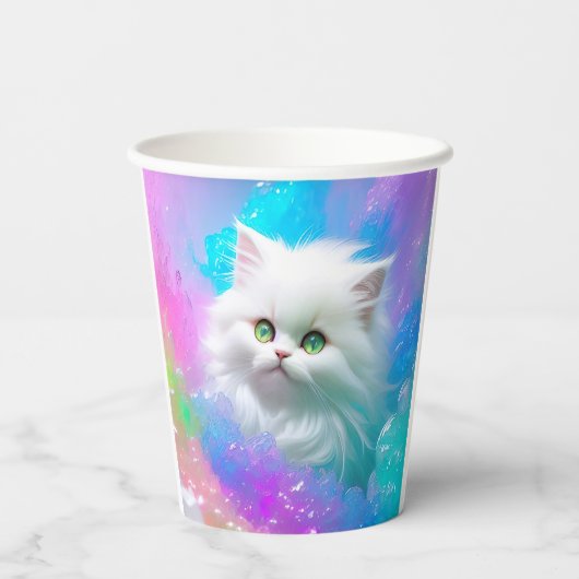 Gobelets En Papier Fluffy Fun Kitten Fille fête d'anniversaire (Verso)