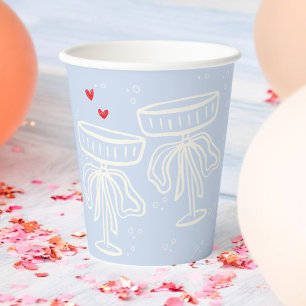 Gobelets En Papier Flûte à Champagne Bulles avec Nœud Coquette Douce