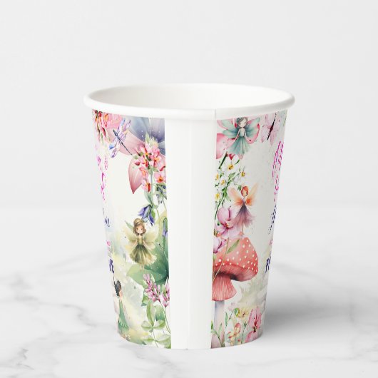 Gobelets En Papier Flutter et tourbillon Fairy garden aquarelle anniv (Droite)