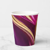 Gobelets En Papier Flux Abstrait - Fuchsia violet et or- (Recto)