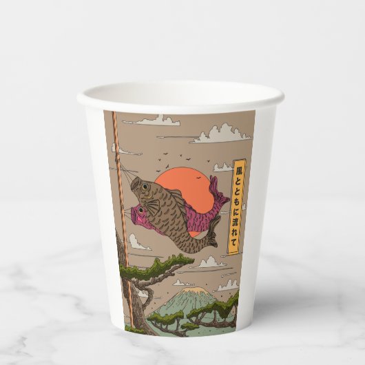 Gobelets En Papier Flux avec le Vent Koinobori (Recto)