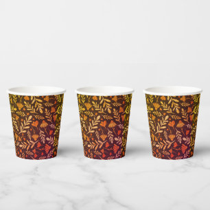 Gobelets En Papier Foliage d'automne et Fleurs Coupe en papier