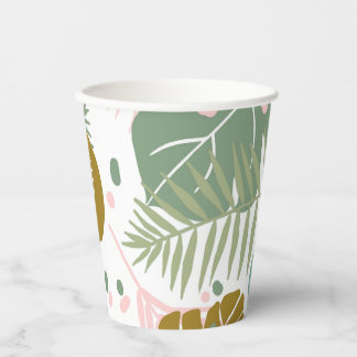 Gobelets En Papier Foliage Tropical - Motif Monstère Et Feuille De Pa