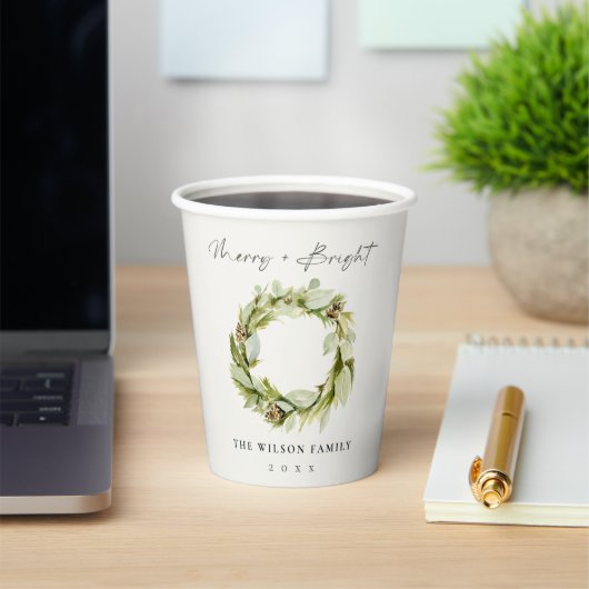 Gobelets En Papier Folithe hiver Wreath Joyeux et brillant Noël (Insitu)