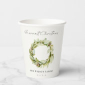 Gobelets En Papier Folithe vert Wreath d'hiver Joyeux Noël (Recto)