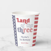 Gobelets En Papier Font Rétro Terre Des Trois 3e Fête D'Anniversaire (Recto)