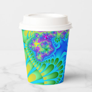 Gobelets En Papier Fonte arc-en-ciel bleu ciel