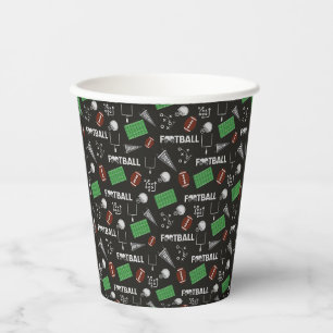 Gobelets En Papier Football amusant sur le noir