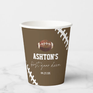 Gobelets En Papier Football de première année Brown Fête d'anniversai