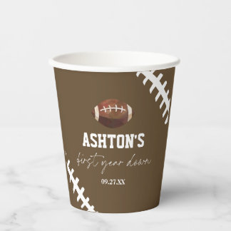 Gobelets En Papier Football de première année Brown Fête d'anniversai