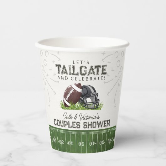 Gobelets En Papier Football Tailgate & Celebrate Couples Douche (Recto)