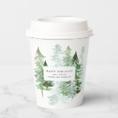 Gobelets En Papier Forêt d'aquarelle de Noël de l'entreprise (Verso)