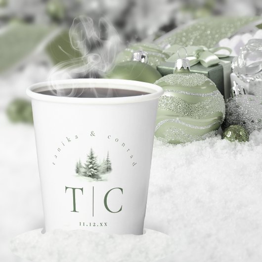 Gobelets En Papier Forêt de mariage rustique d'hiver ID1049