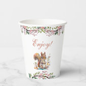 Gobelets En Papier Forêt d'écureuils mignons Baby shower de bois (Recto)