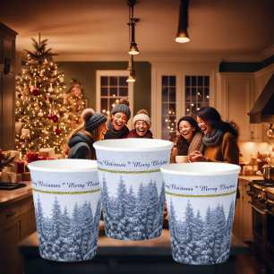 Gobelets En Papier Forêt hivernale magique - coutume festive