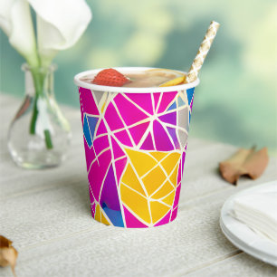 Gobelets En Papier Formes et lignes colorées Abstrait géométrique