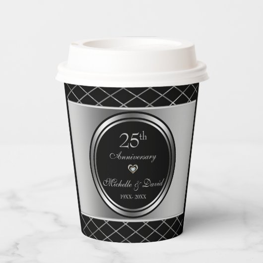 Gobelets En Papier Formes géométriques argentées et noires - 25e (Verso)