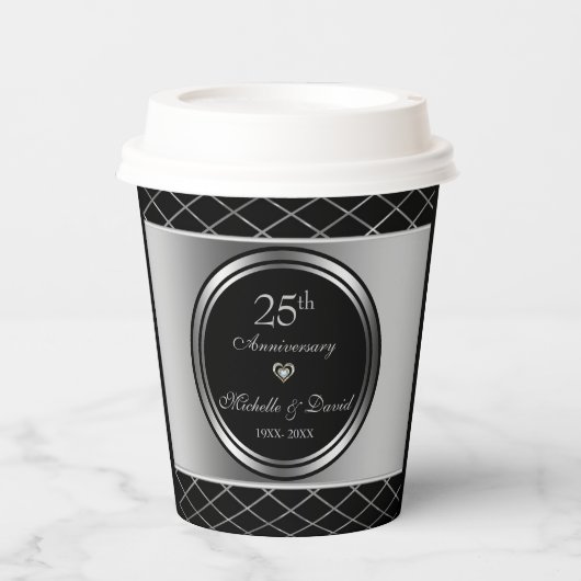 Gobelets En Papier Formes géométriques argentées et noires - 25e (Recto)