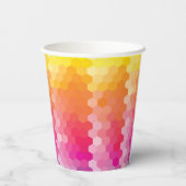 Gobelets En Papier Formes Hexagones géométriques jaune rose (Verso)