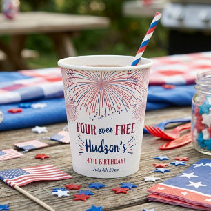 Gobelets En Papier Four Ever Free ! Fête du 4 juillet Anniversaire de