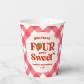 Gobelets En Papier Four Ever Sweet Strawberry 4e fête d'anniversaire (Verso)