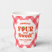 Gobelets En Papier Four Ever Sweet Strawberry 4e fête d'anniversaire (Recto)