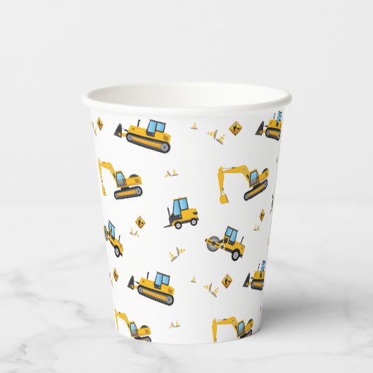 Gobelets En Papier Fournitures de belle partie Construction Camions d (Verso)