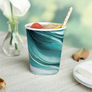 Gobelets En Papier Fournitures de fête moderne-Emerald Green-