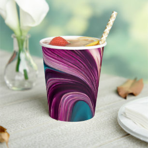Gobelets En Papier Fournitures de fête moderne-Magenta Turquoise Or-
