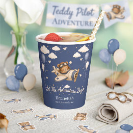 Gobelets En Papier Fournitures pour Baby Shower Ours en Peluche Avion