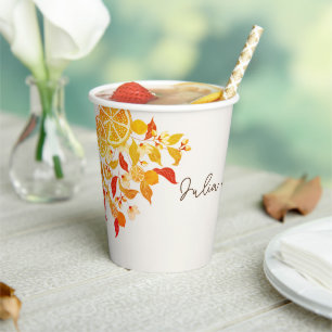 Gobelets En Papier Fraîcheur Citrus Foliage Mariage