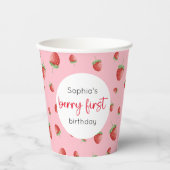 Gobelets En Papier fraise 1er anniversaire Berry 1er (Recto)