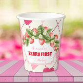 Gobelets En Papier Fraise 1er Anniversaire Fête Berry 1er