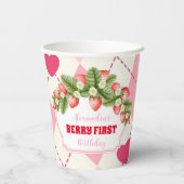 Gobelets En Papier Fraise 1er Anniversaire Fête Berry 1er (Verso)