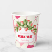 Gobelets En Papier Fraise 1er Anniversaire Fête Berry 1er (Recto)