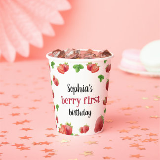 Gobelets En Papier Fraise 1er anniversaire fête Berry Sweet