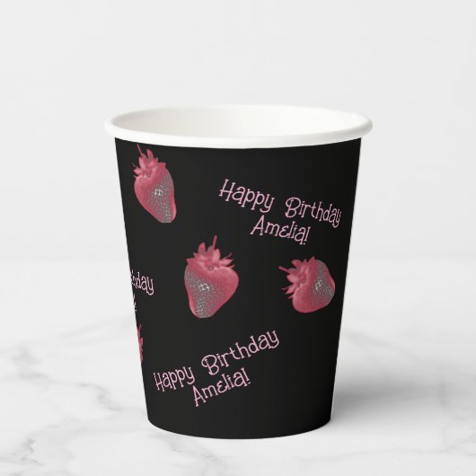 Gobelets En Papier Fraise Anniversaire tasse de papier (Verso)