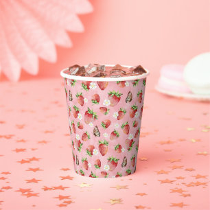 Gobelets En Papier Fraise avec papillon