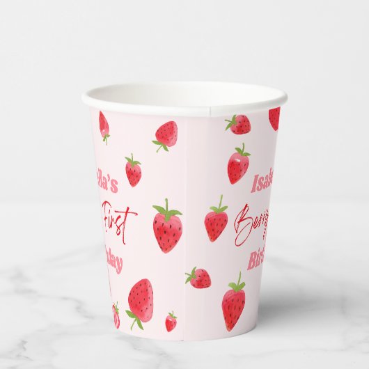 Gobelets En Papier Fraise Berry 1ère fête d'anniversaire (Droite)
