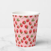 Gobelets En Papier Fraise Berry Première fête d'anniversaire (Verso)